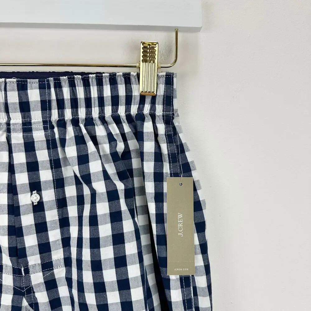 J.Crew Patterned Boxers Mens Gingham Navy Cotton Lounge Beach Sleep XS NWT